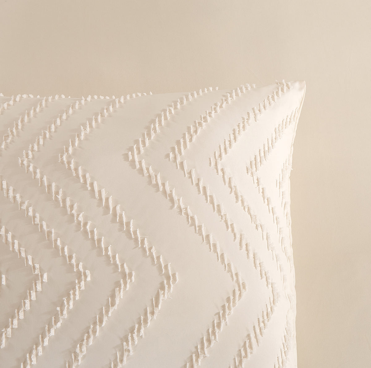 Pure Housse de Couette Microfibre Zigzag - Écru