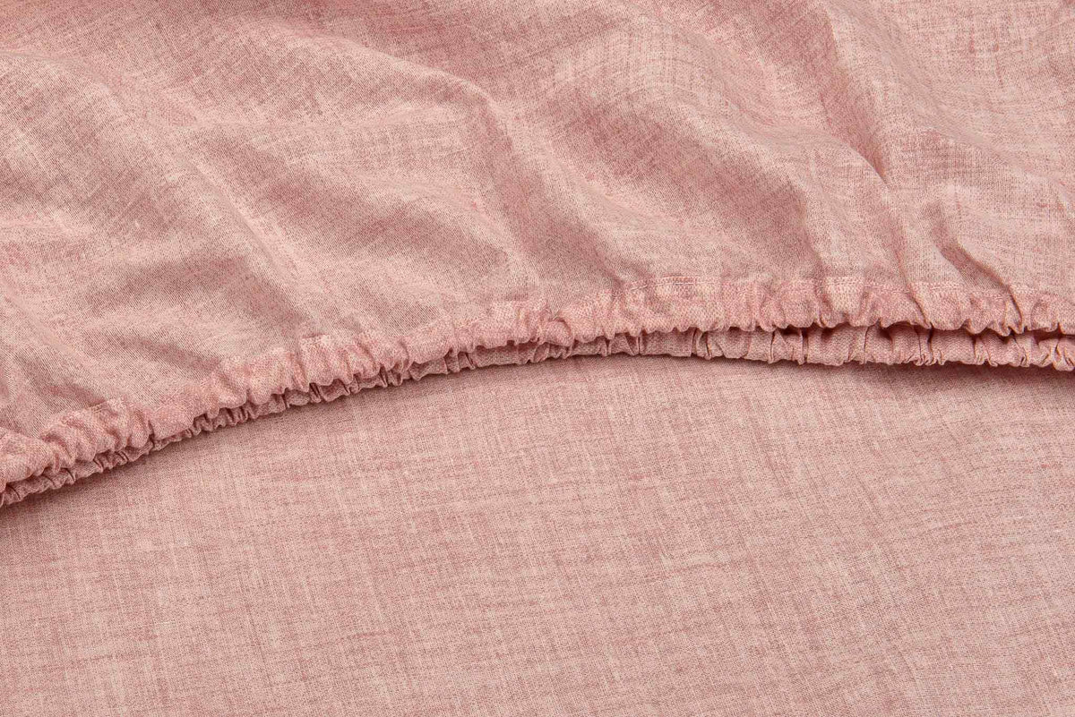 Zo Home hoeslaken Lino Old Rose katoen