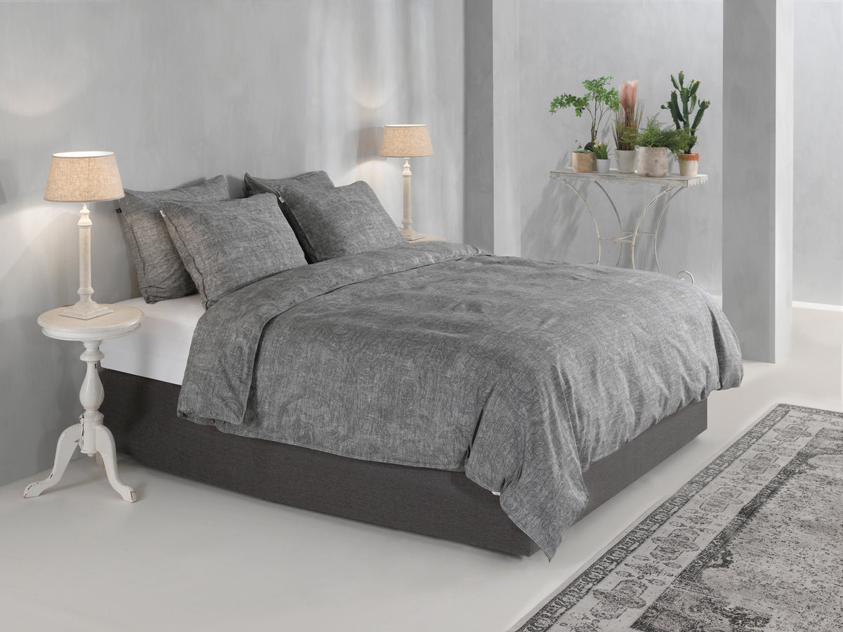 Zo Home dekbedovertrek Paisley Di Lino Dark Grey katoen