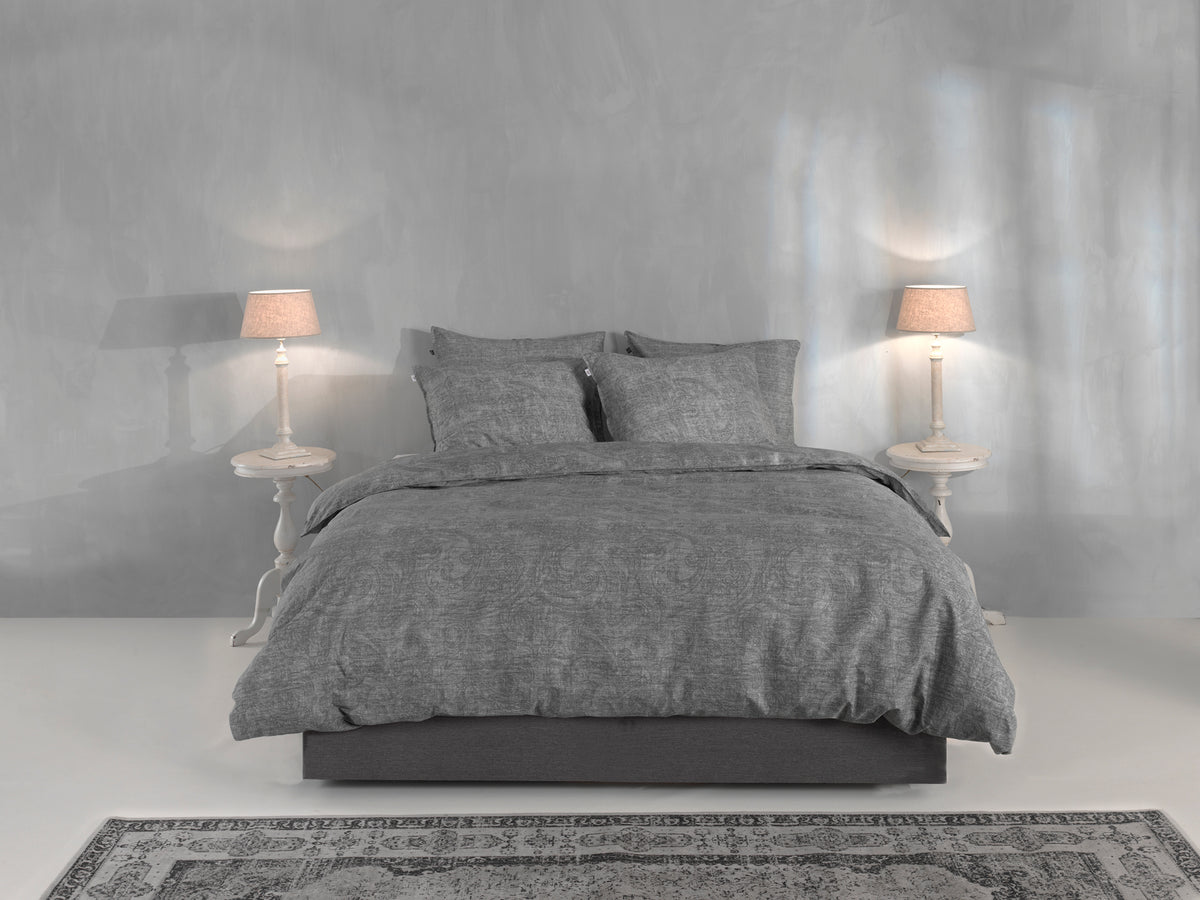 Zo Home dekbedovertrek Paisley Di Lino Dark Grey katoen