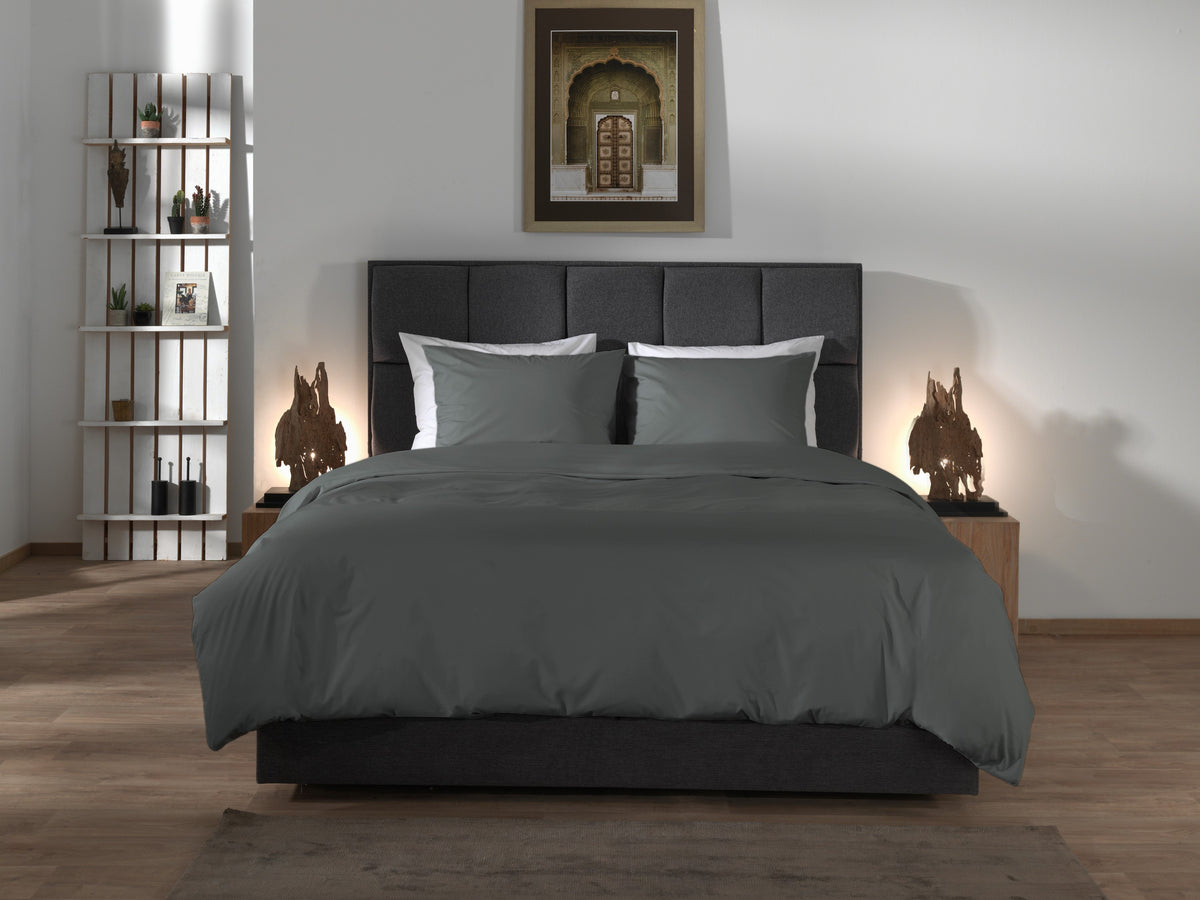 Yellow dekbedovertrek Suite Mumbai Beluga Grey katoen percale