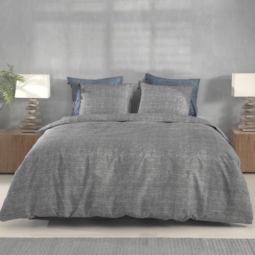 Zo Home dekbedovertrek Lino Dark Grey katoen