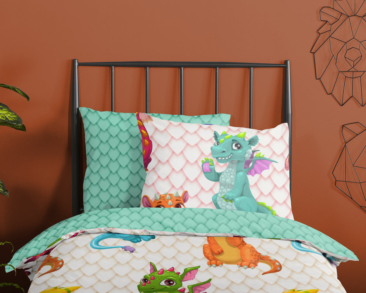 Good Morning Housse de Couette Coton Dragons Multi