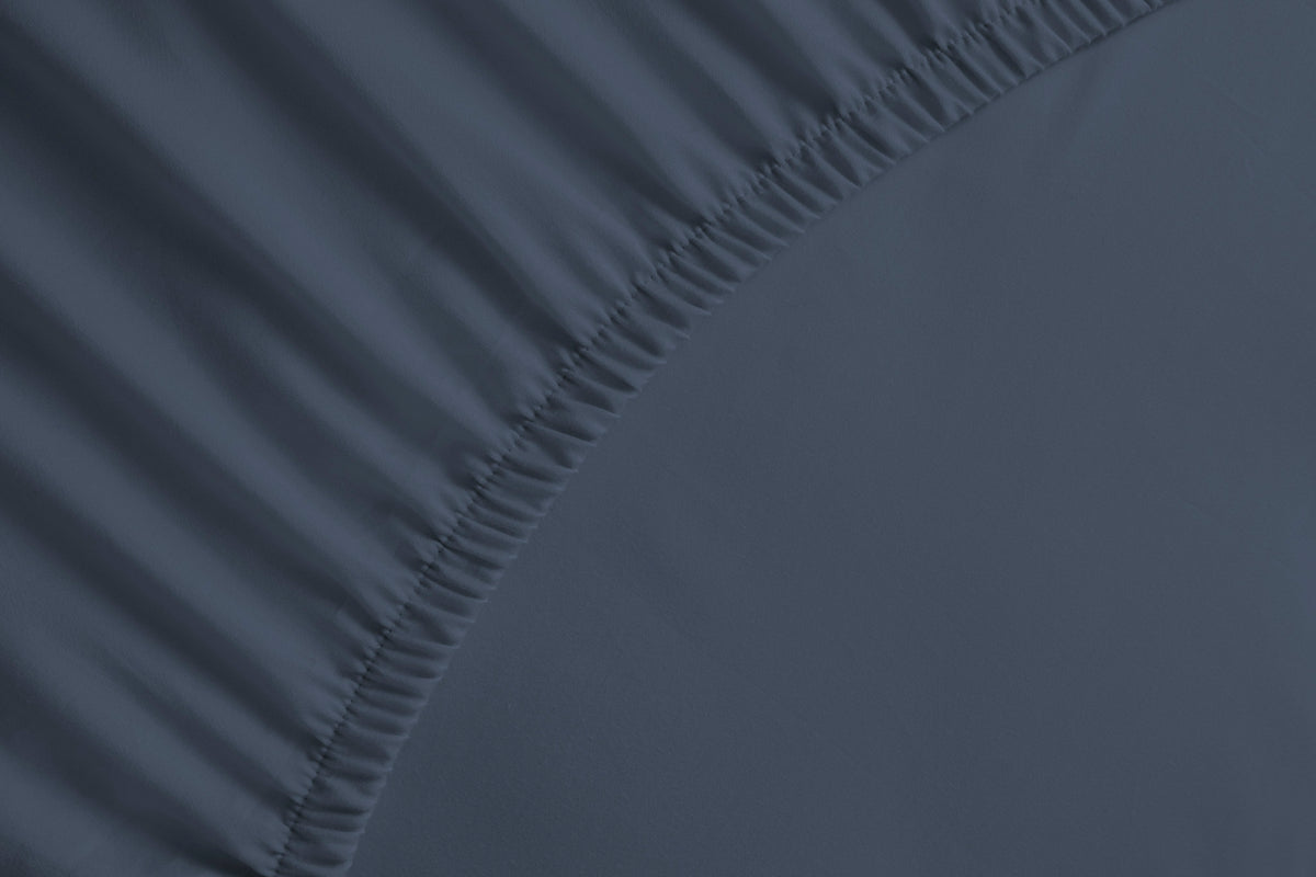 Yellow hoeslaken Percale Midnight Blue katoen percale