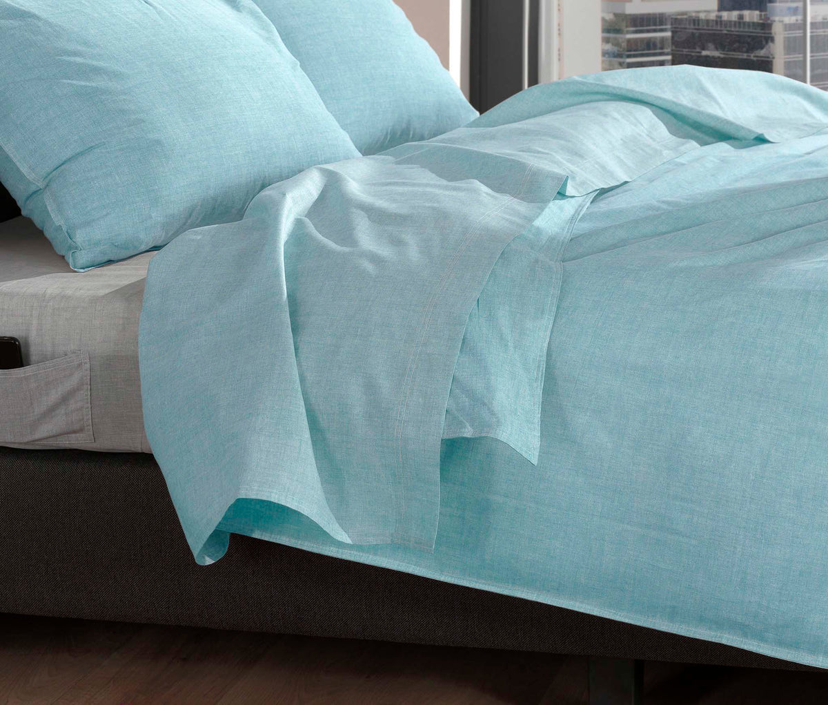 Zo Home laken Lino Topaz Blue katoen