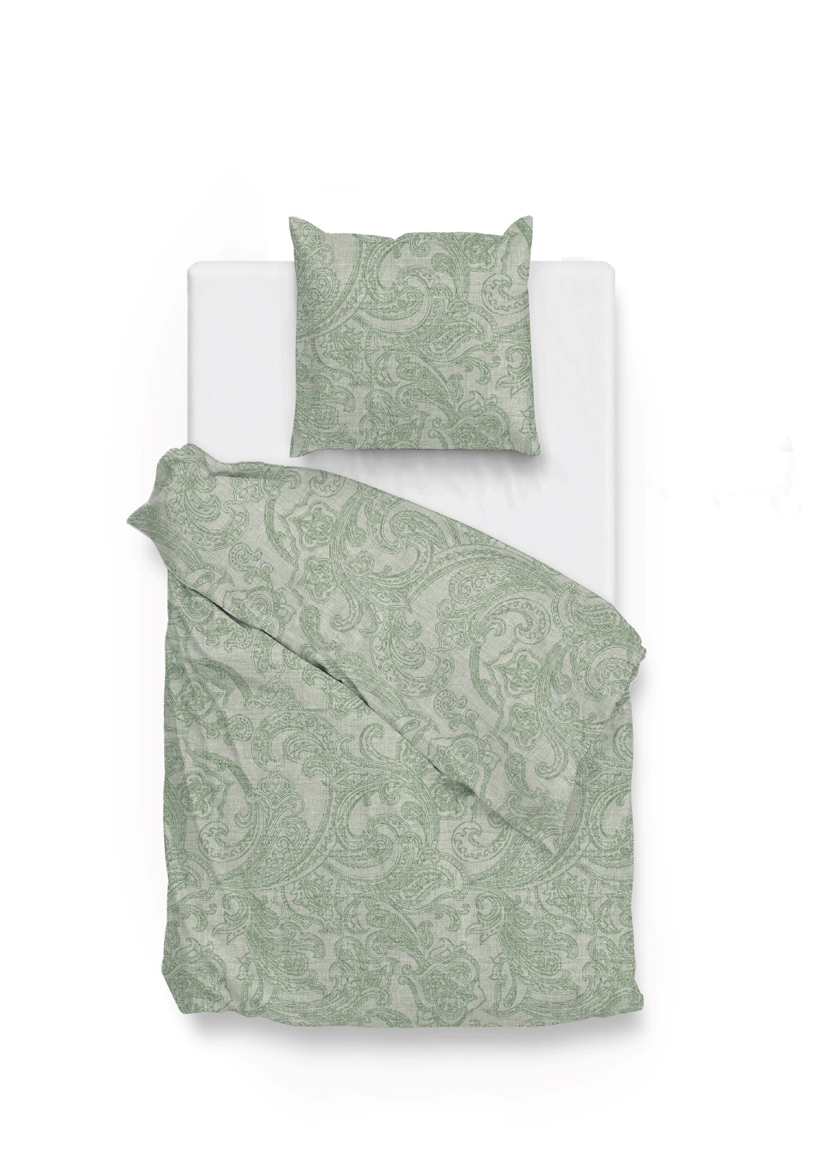 Zo Home dekbedovertrek Paisley Di Lino Moss Green katoen