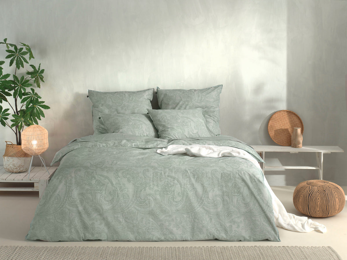 Zo Home dekbedovertrek Paisley Di Lino Moss Green katoen
