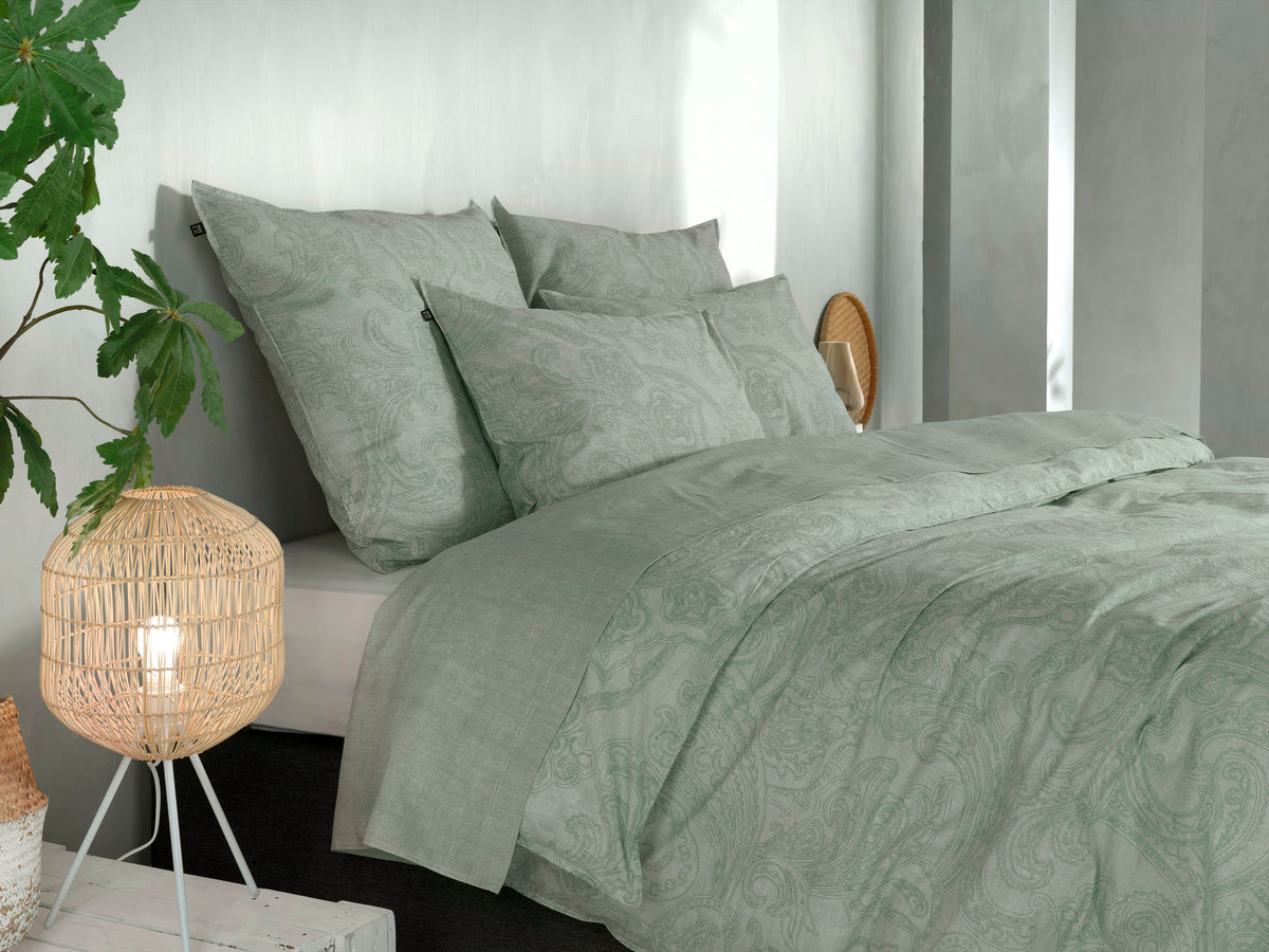 Zo Home dekbedovertrek Paisley Di Lino Moss Green katoen