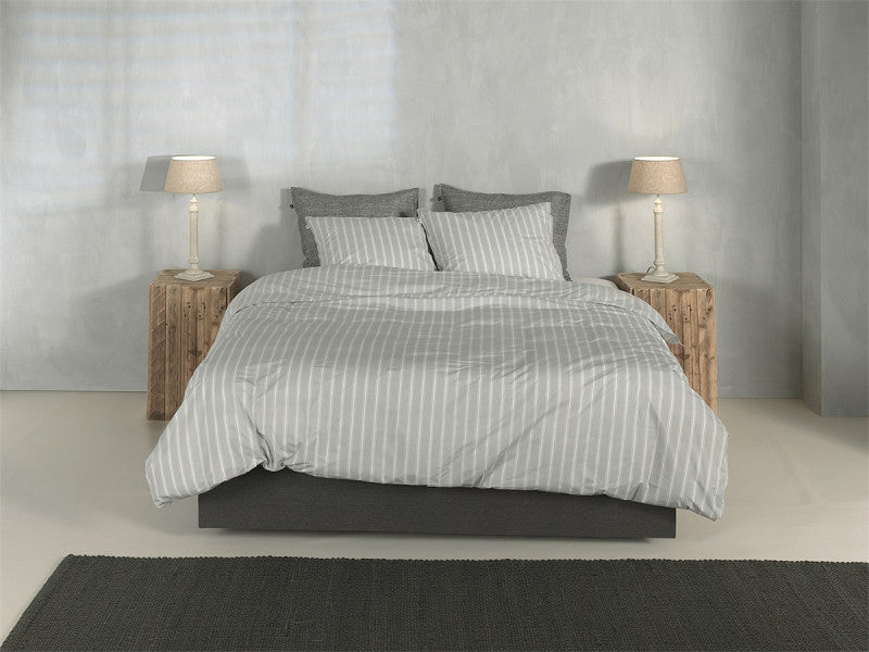 Zo Home dekbedovertrek percale Righe di Percalle Northern Grey