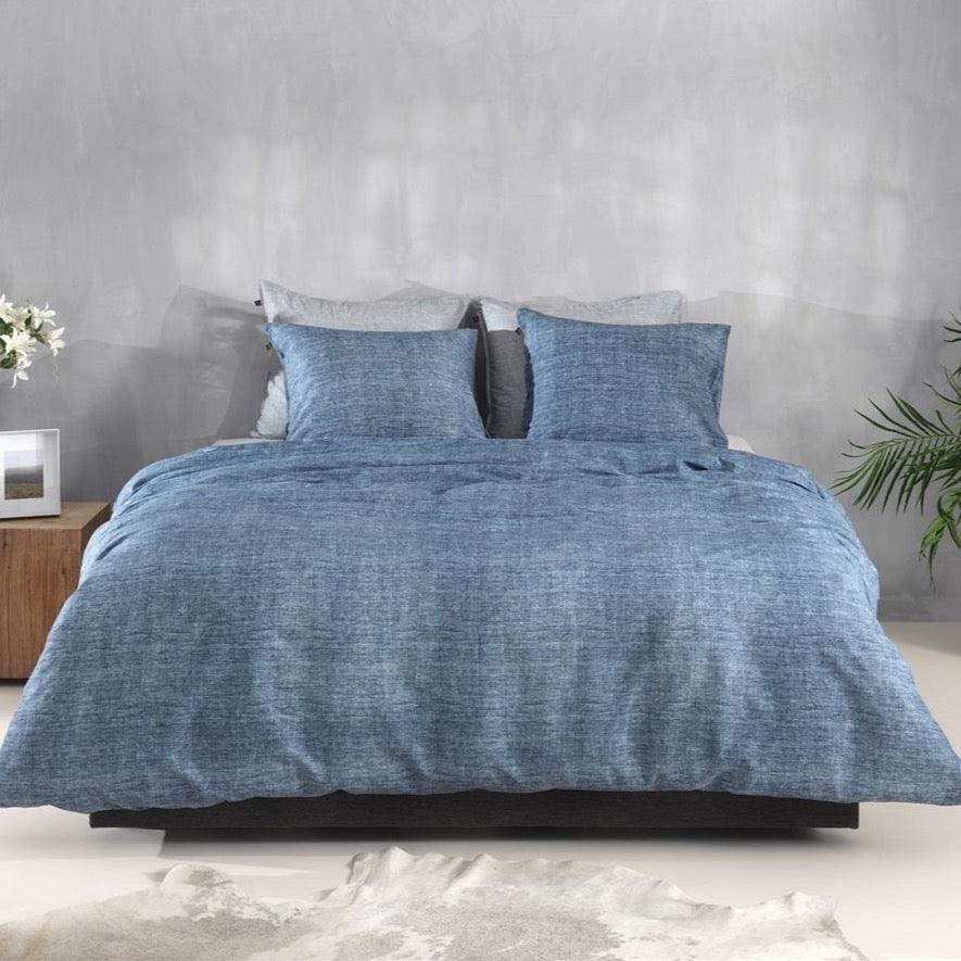 Zo Home dekbedovertrek Lino Urban Blue katoen