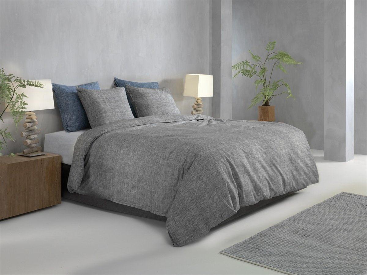 Zo Home dekbedovertrek Lino Dark Grey katoen