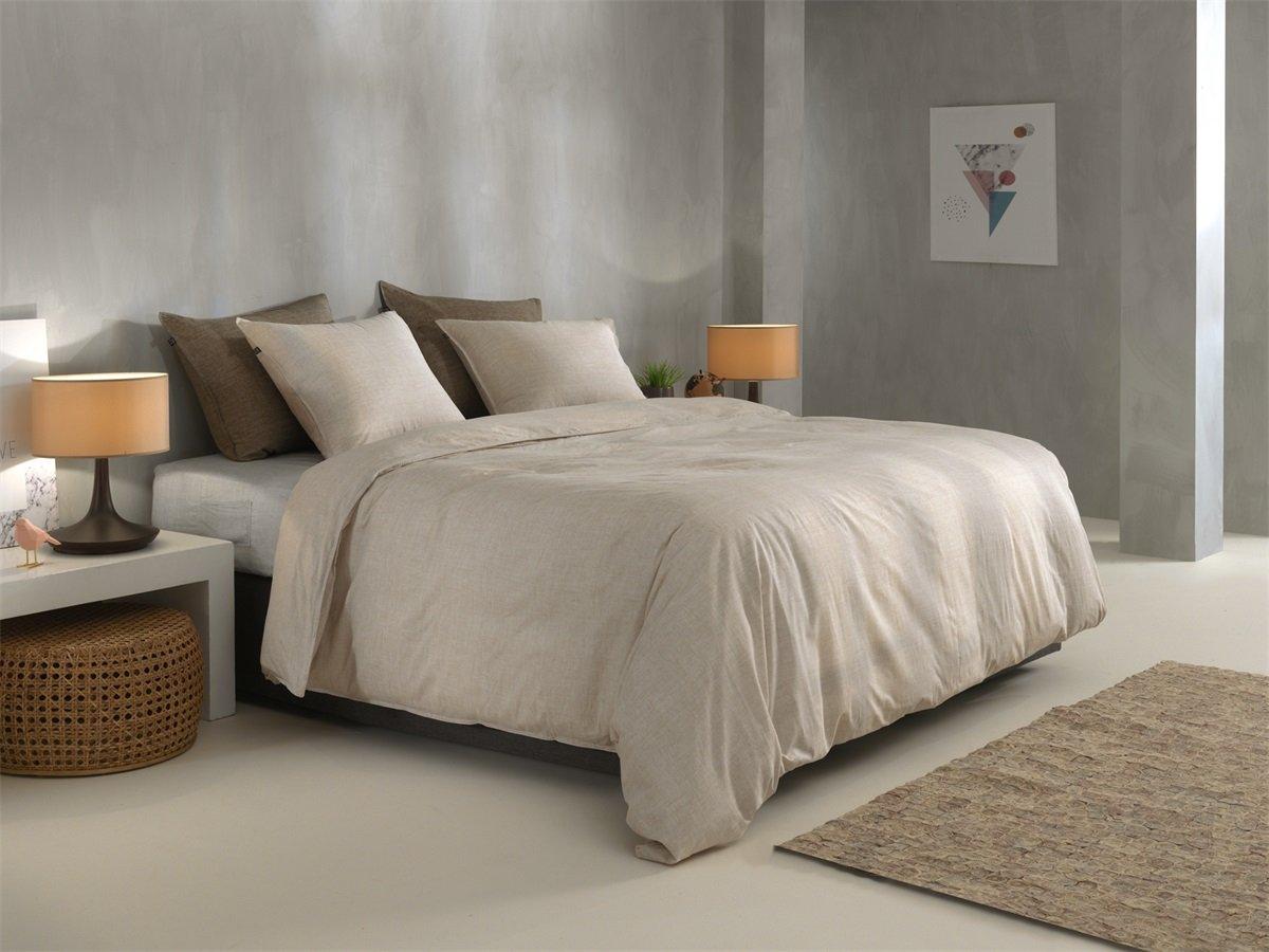 Zo Home dekbedovertrek Lino Sandy beige katoen