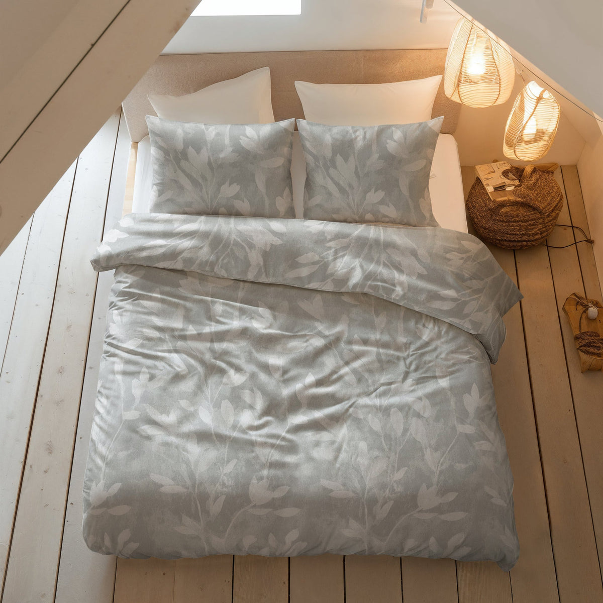 Sleeptime Dekbedovertrek Flanel Rosa Grijs