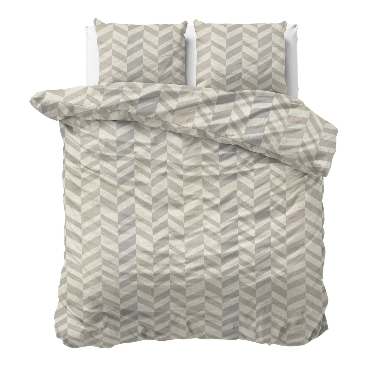 Sleeptime Dekbedovertrek Flanel Chevron Beige/Zand