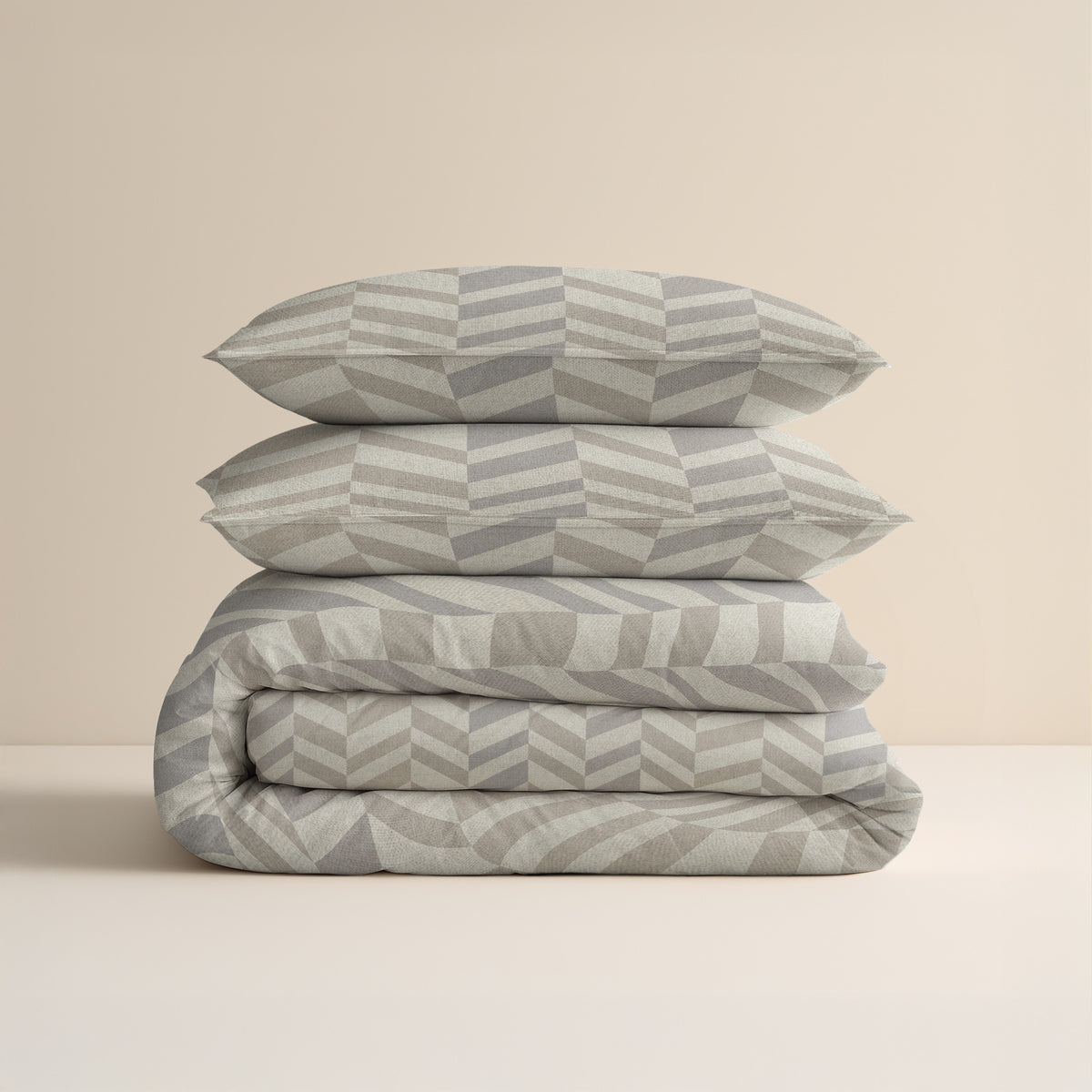 Sleeptime Dekbedovertrek Flanel Chevron Beige/Zand