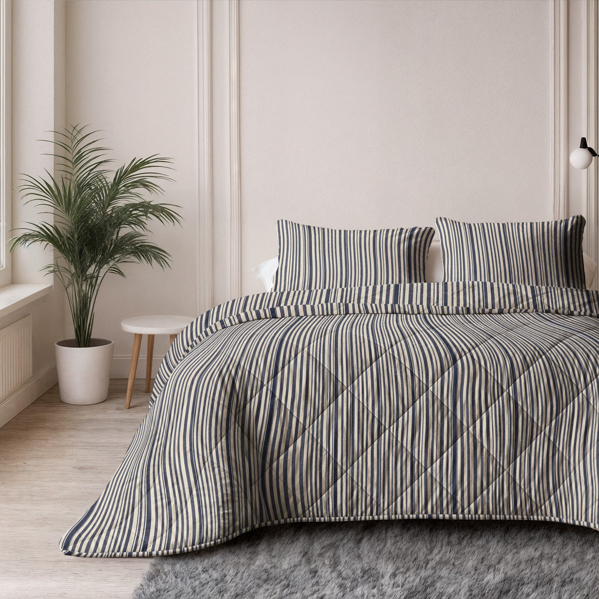 Sleeptime kussenslopen Katoen Stripy Beige/Blauw