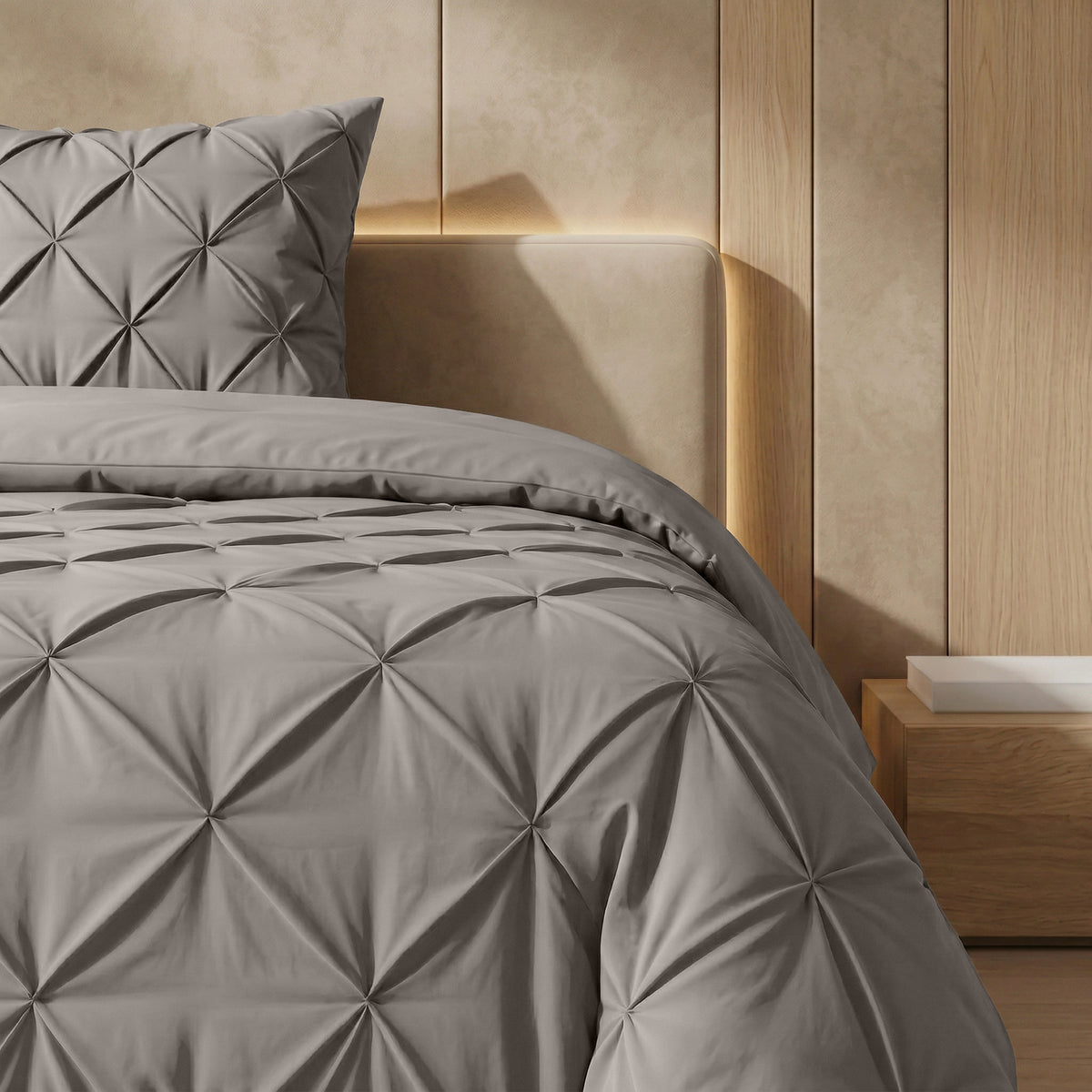 Sleeptime lazy dekbed Pintuck Taupe/Grijs