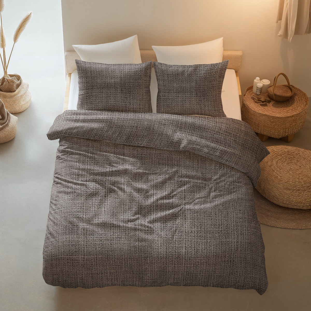Sleeptime Dekbedovertrek Katoen Vintage Bruin/Taupe