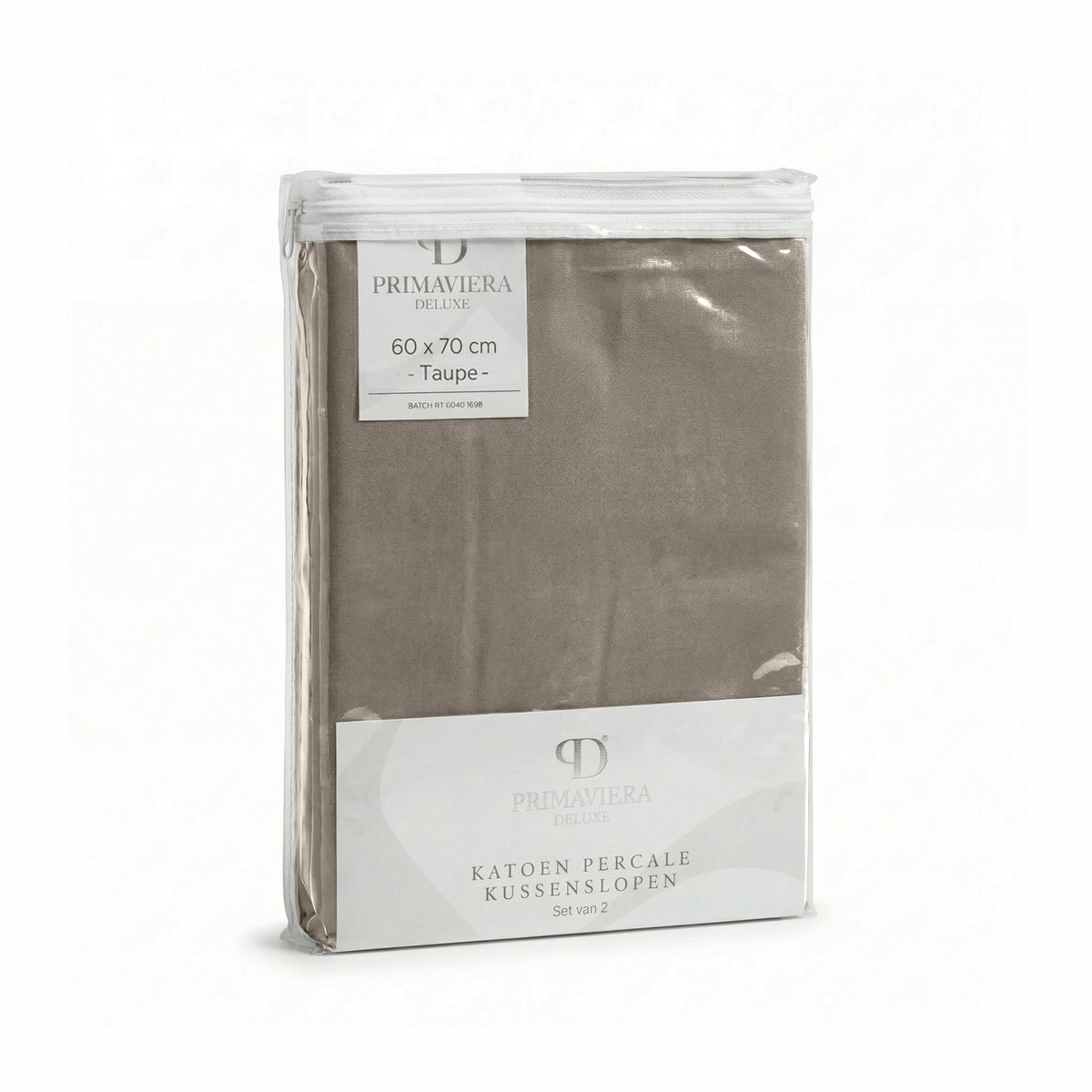 Primaviera Deluxe kussenslopen percale taupe/bruin