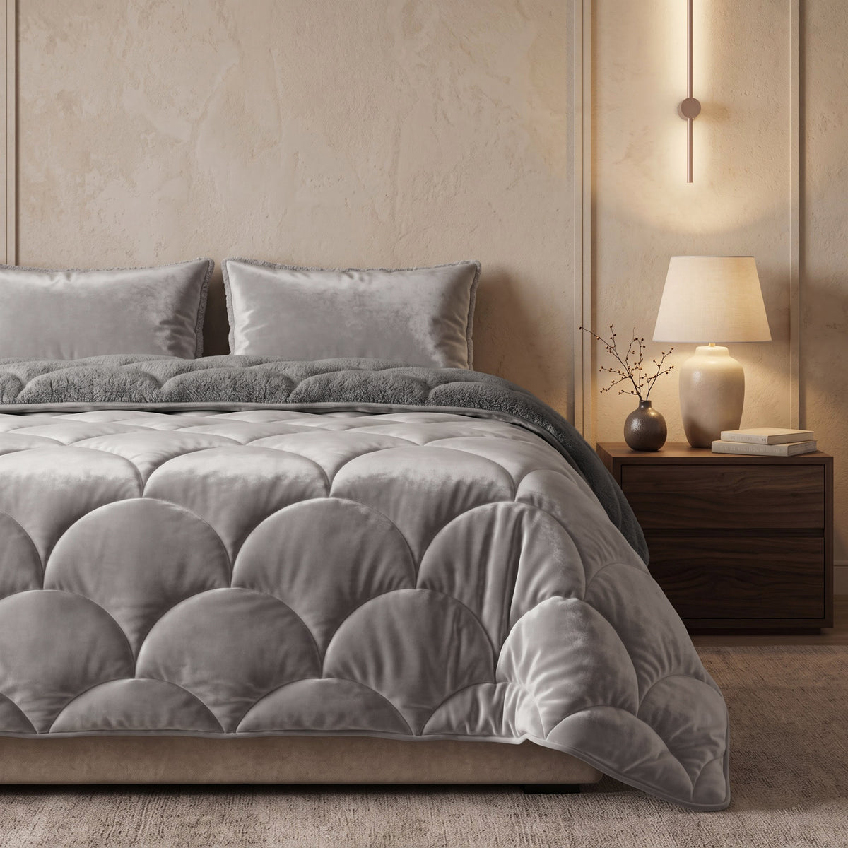Sleeptime lazy dekbed Teddy/Velvet Taupe/Grijs