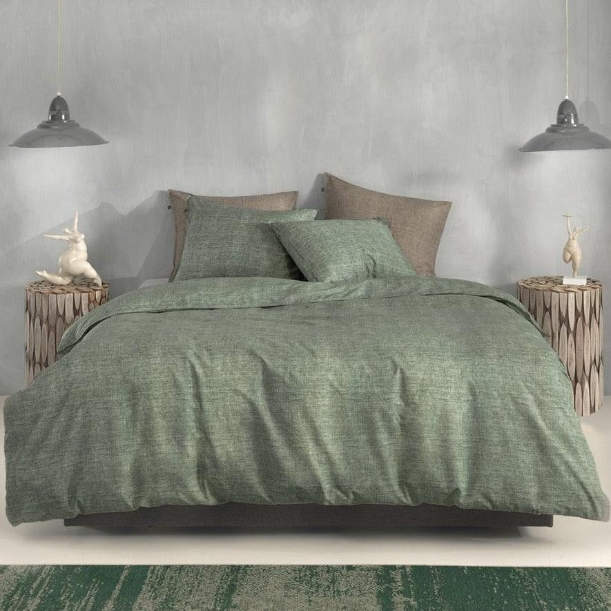 Zo Home dekbedovertrek Lino Army Green katoen