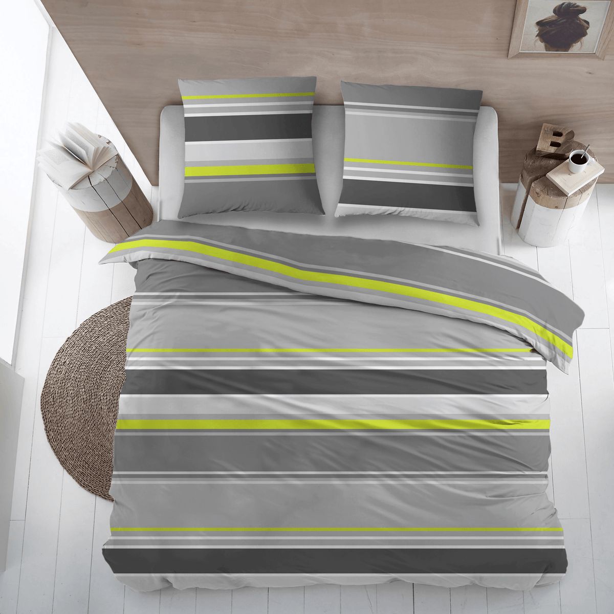 Sleepnight dekbedovertrek flanel Basha Lime