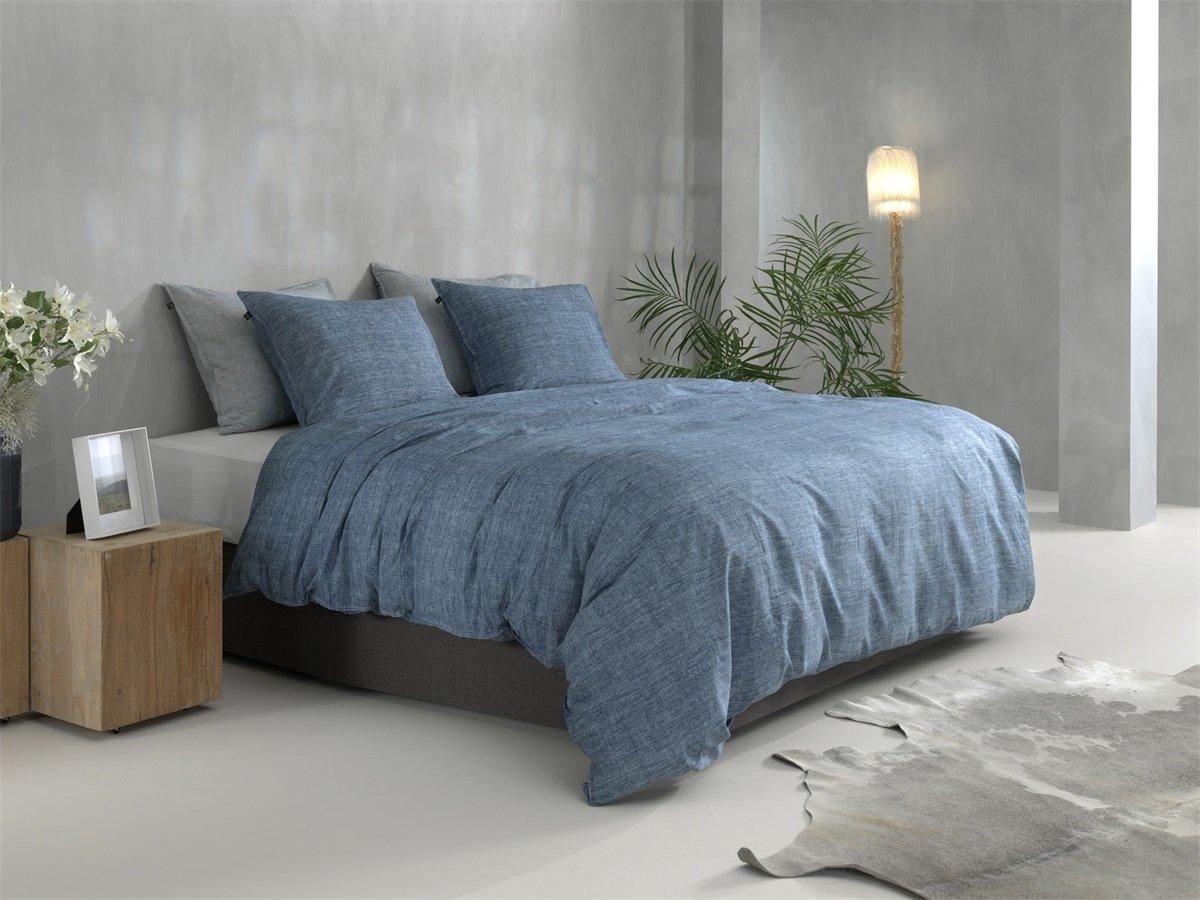 Zo Home dekbedovertrek Lino Urban Blue katoen