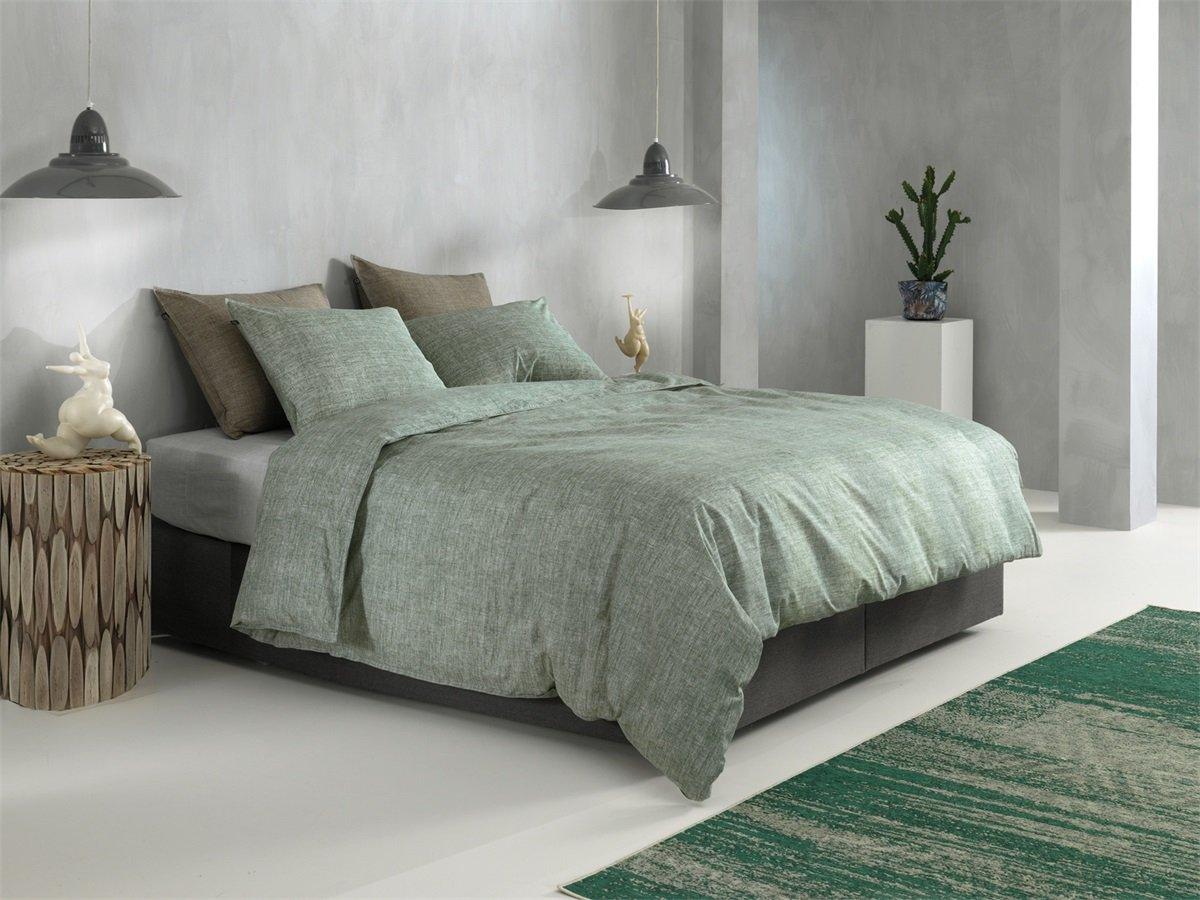 Zo Home dekbedovertrek Lino Moss Green katoen