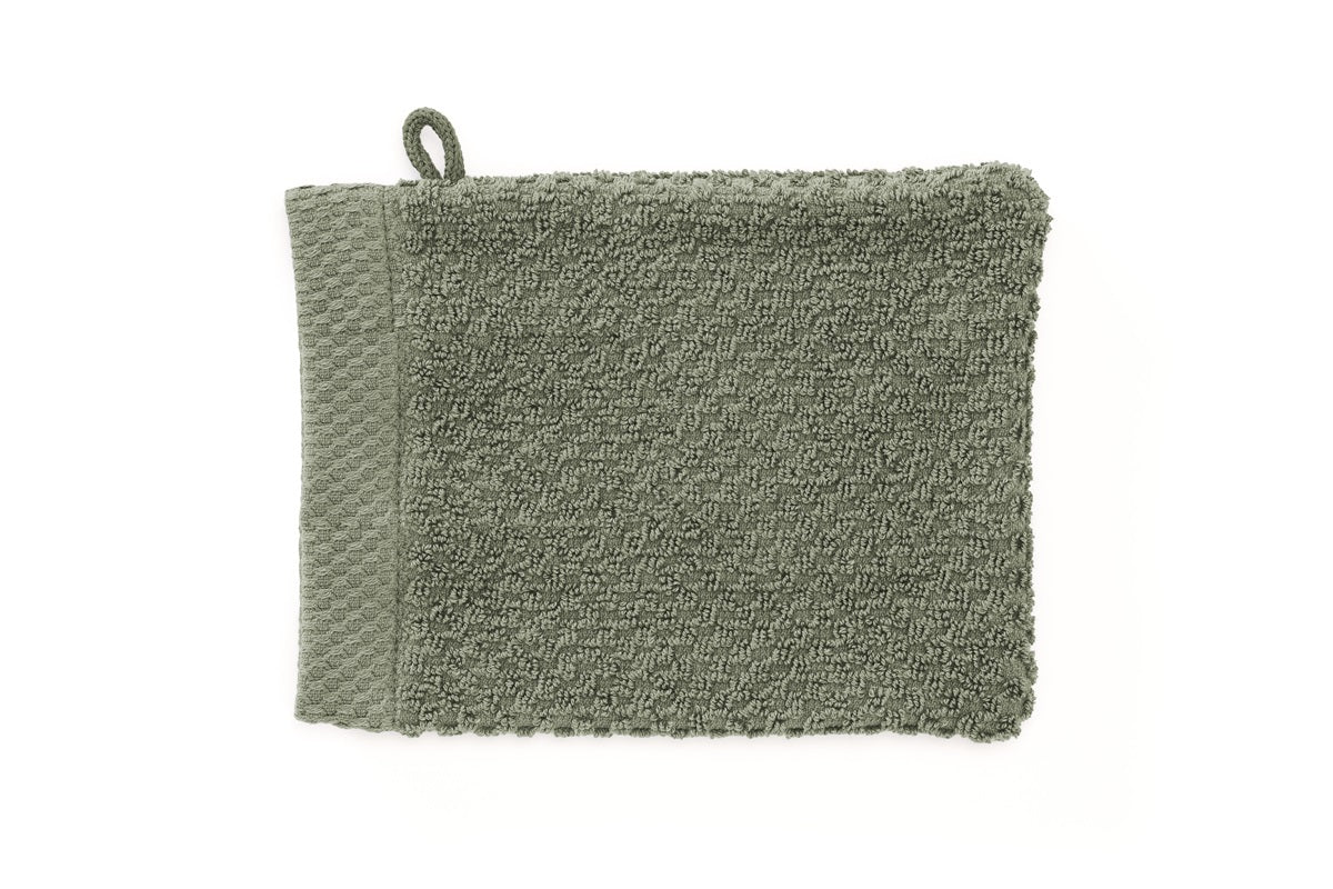 Heckettlane Badtextiel Grant Army Green #afmeting_Washandje (16 x 21 cm) - Set van 3