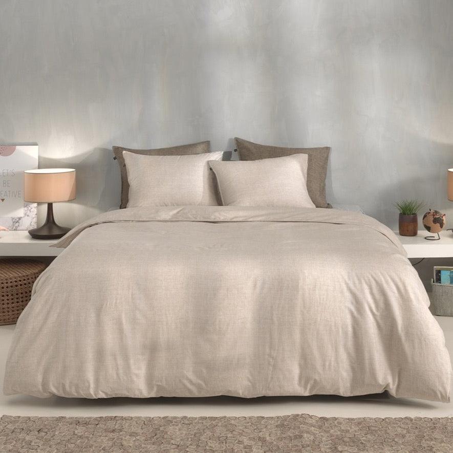 Zo Home dekbedovertrek Lino Sandy beige katoen