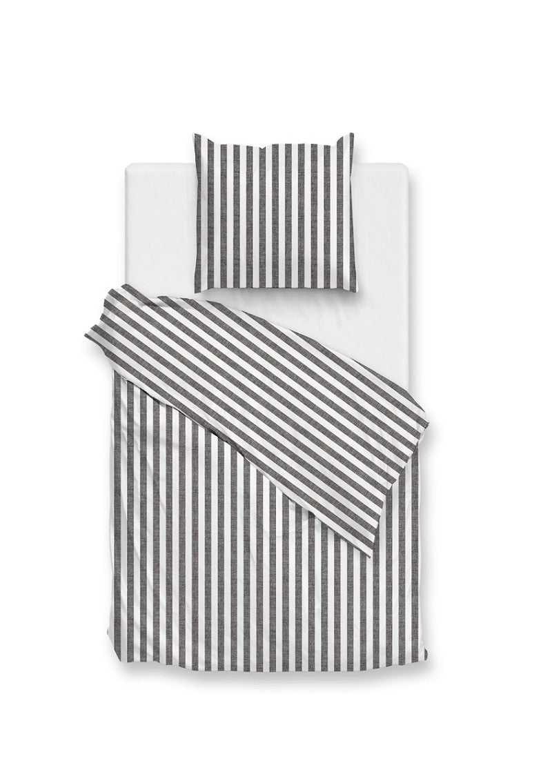 Zo Home dekbedovertrek katoen Banda di Lino Dark Grey #afmeting_140 x 200/220 cm + 1 kussensloop