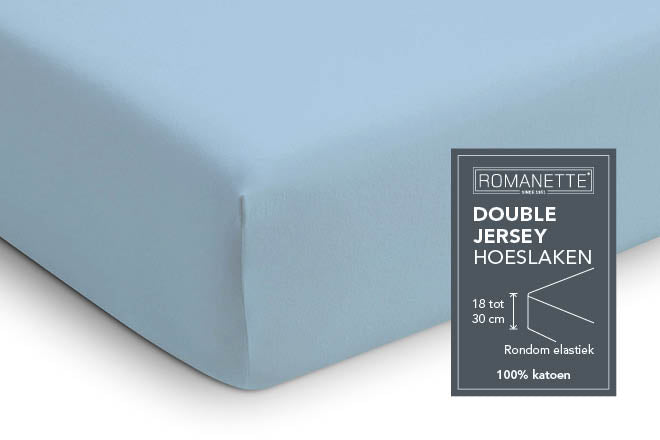 Romanette hoeslaken double jersey bleu