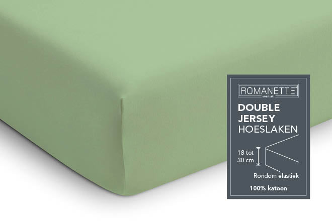 Romanette hoeslaken double jersey Dusty Green