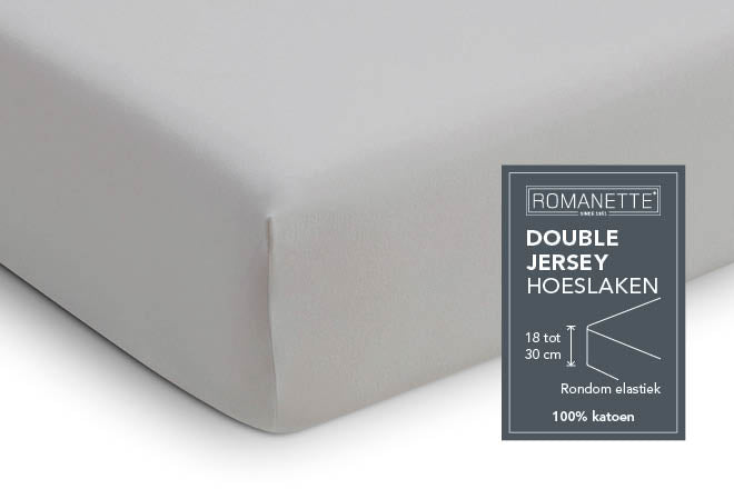 Romanette hoeslaken double jersey Silver