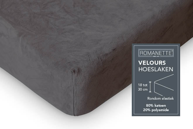 Romanette hoeslaken velours antraciet #kleur_antraciet