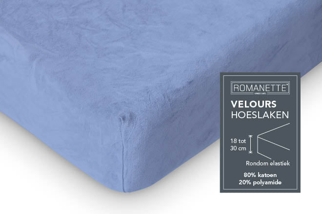 Romanette hoeslaken velours wit #kleur_lavendel