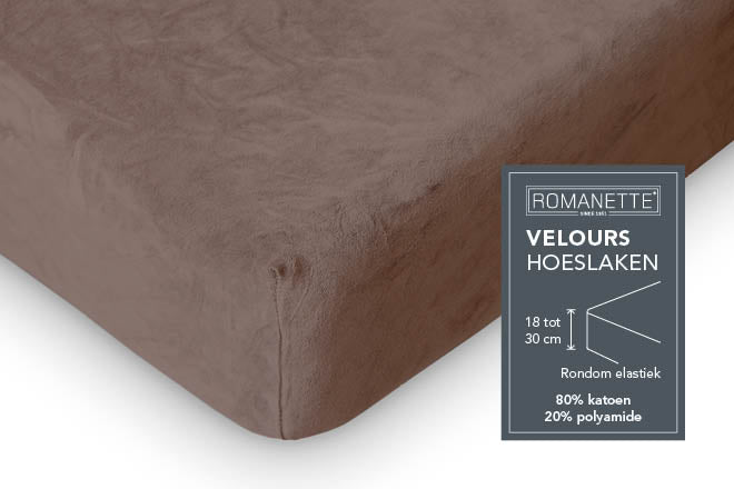 Romanette hoeslaken velours taupe #kleur_taupe