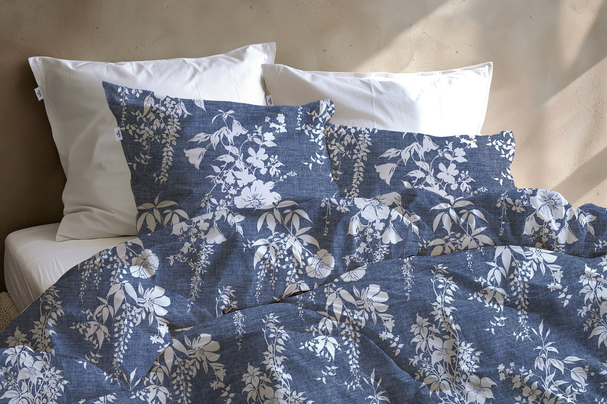 Zo Home dekbedovertrek katoen Ibisco di Lino Urban Blue