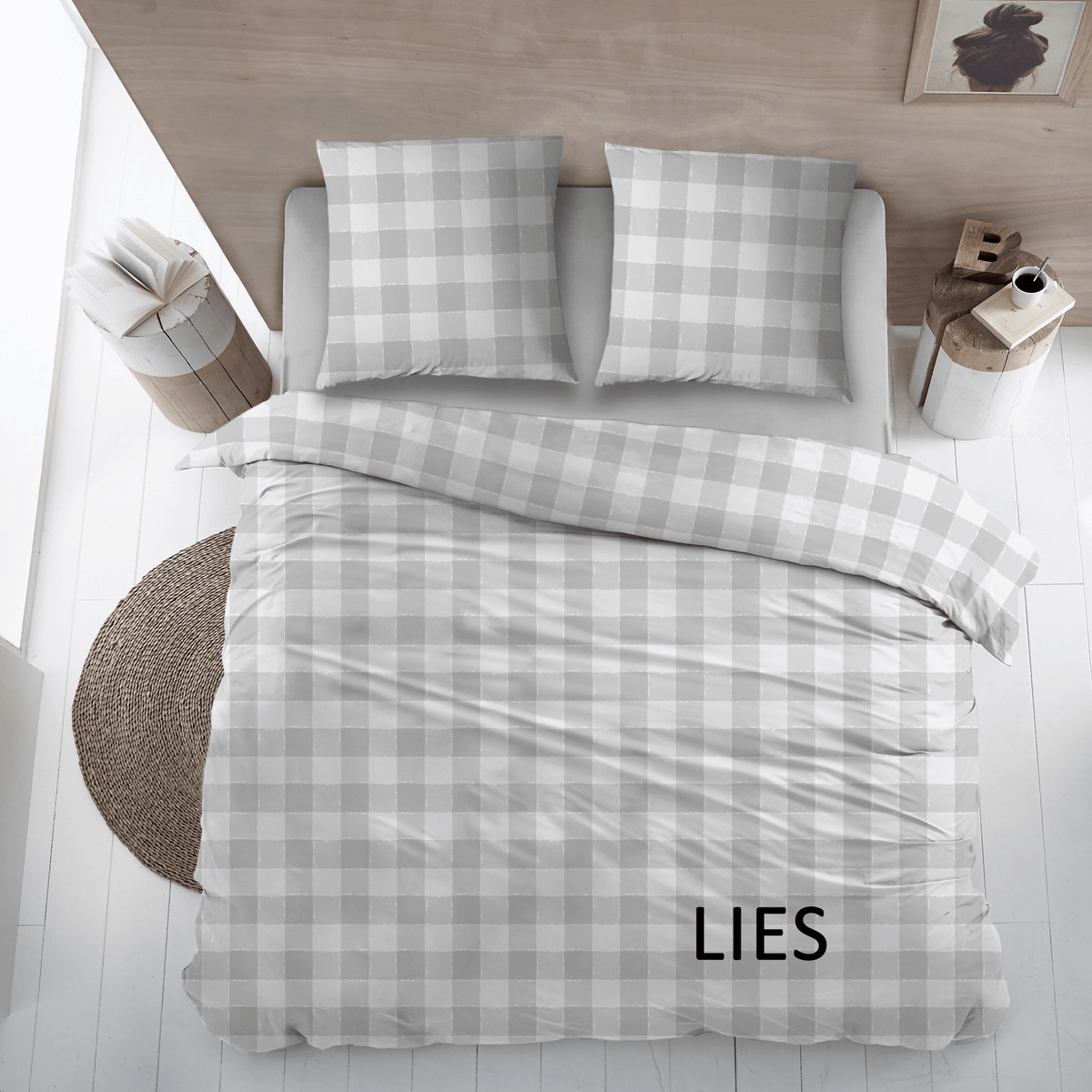Sleepnight dekbedovertrek flanel Lies grijs