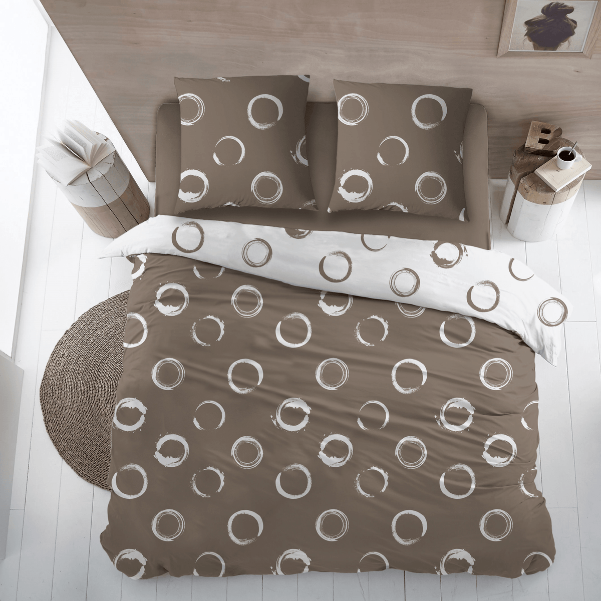 Sleepnight dekbedovertrek flanel Lieve taupe