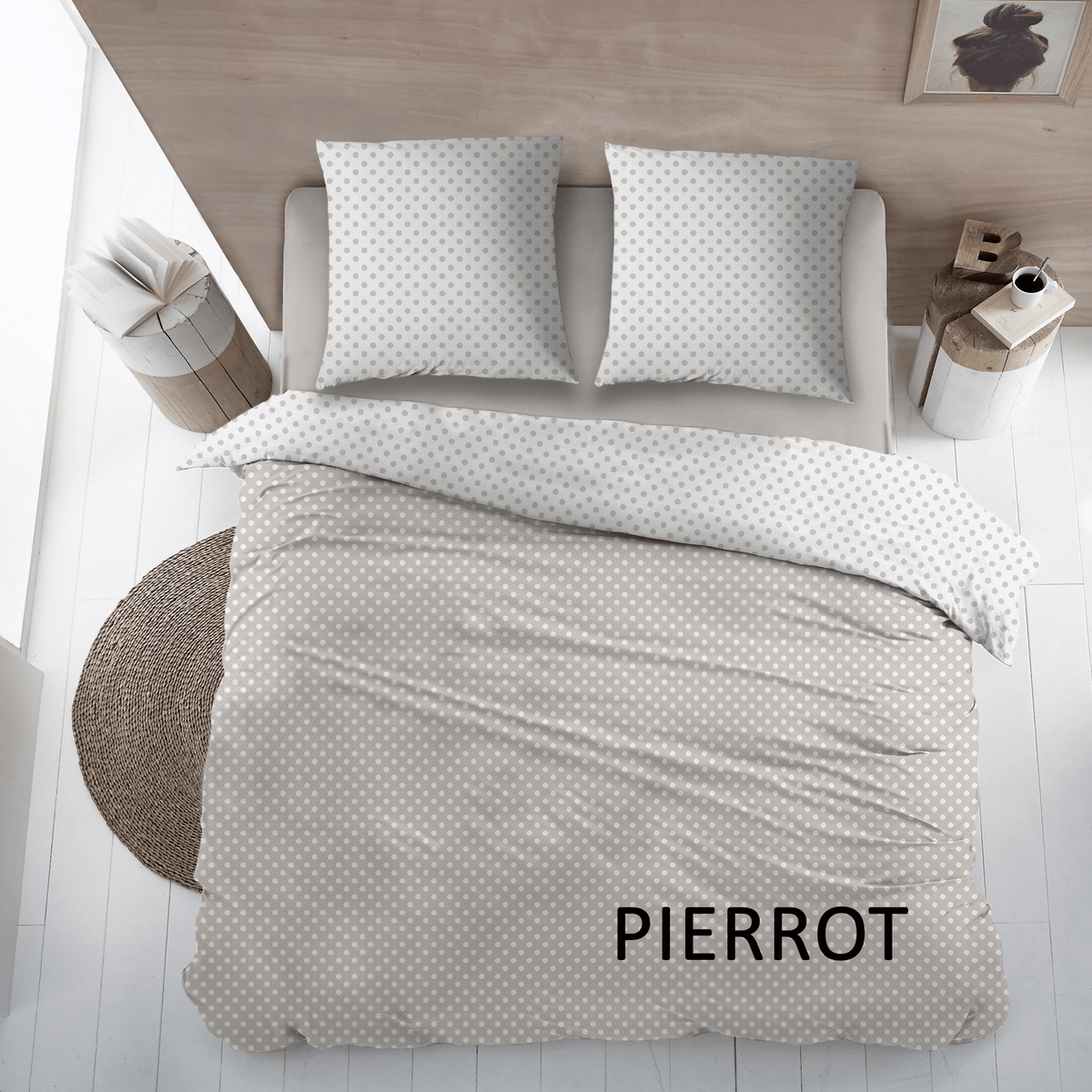 Sleepnight dekbedovertrek flanel Pierrot taupe