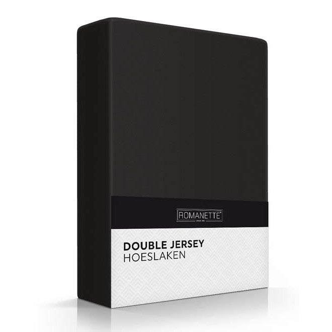 Romanette hoeslaken double jersey zwart