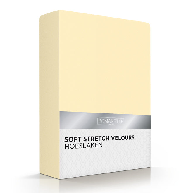 Romanette hoeslaken velours wit #kleur_geel