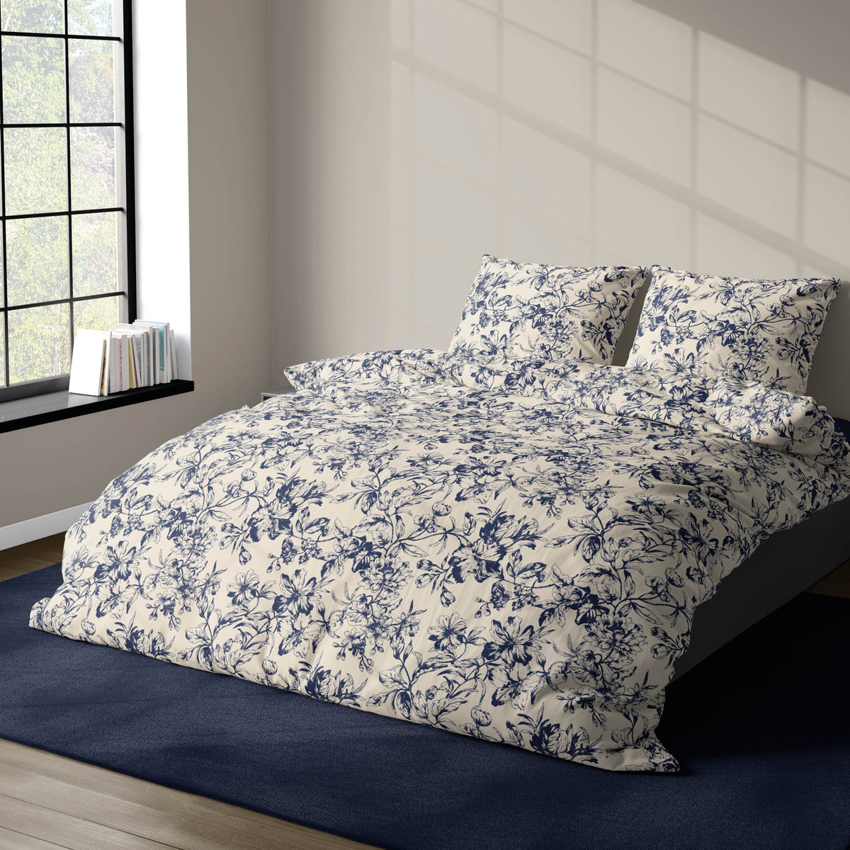 Satin d'Or dekbedovertrek satijn Guirlande blauw
