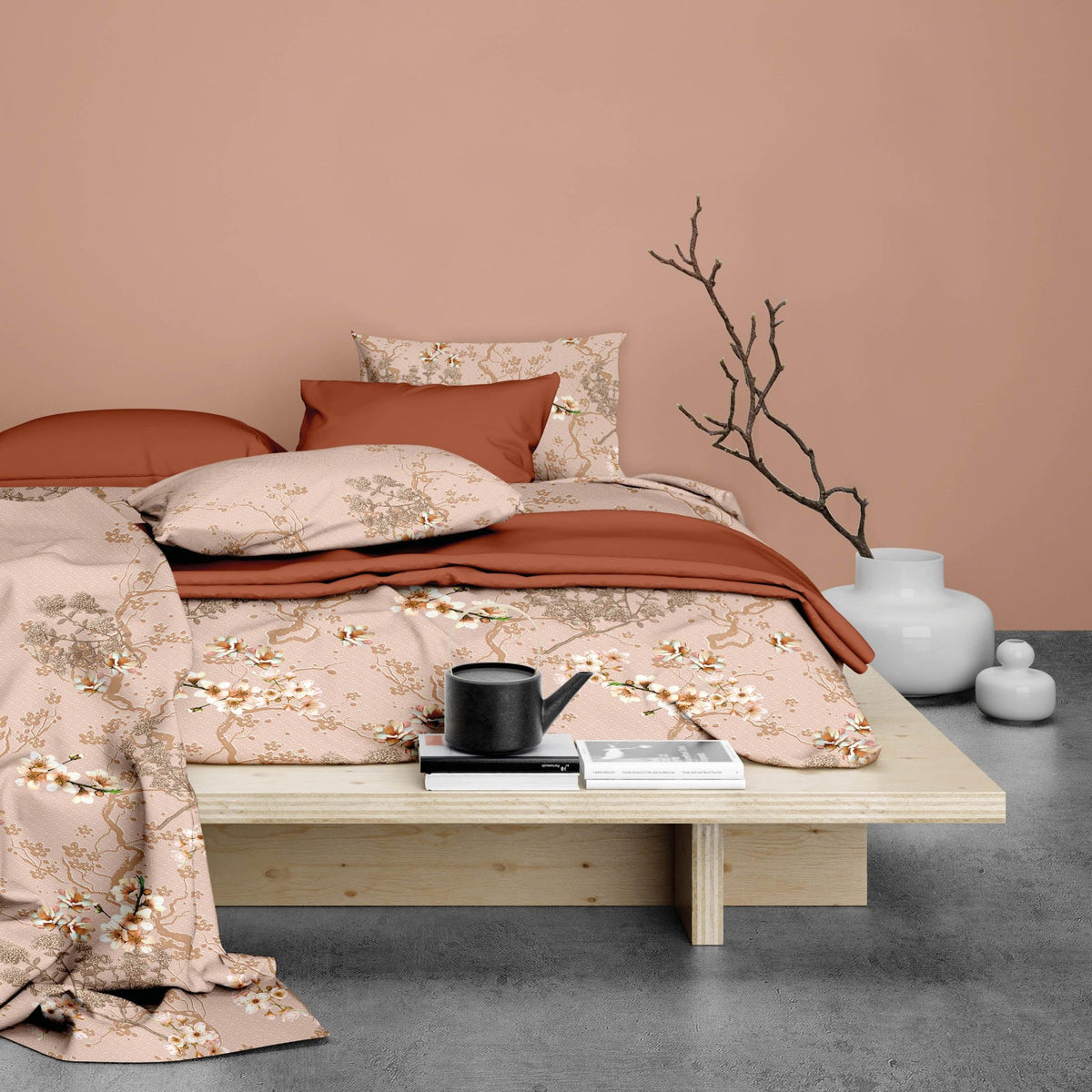 Satin d'Or dekbedovertrek Naoki Copper satijn