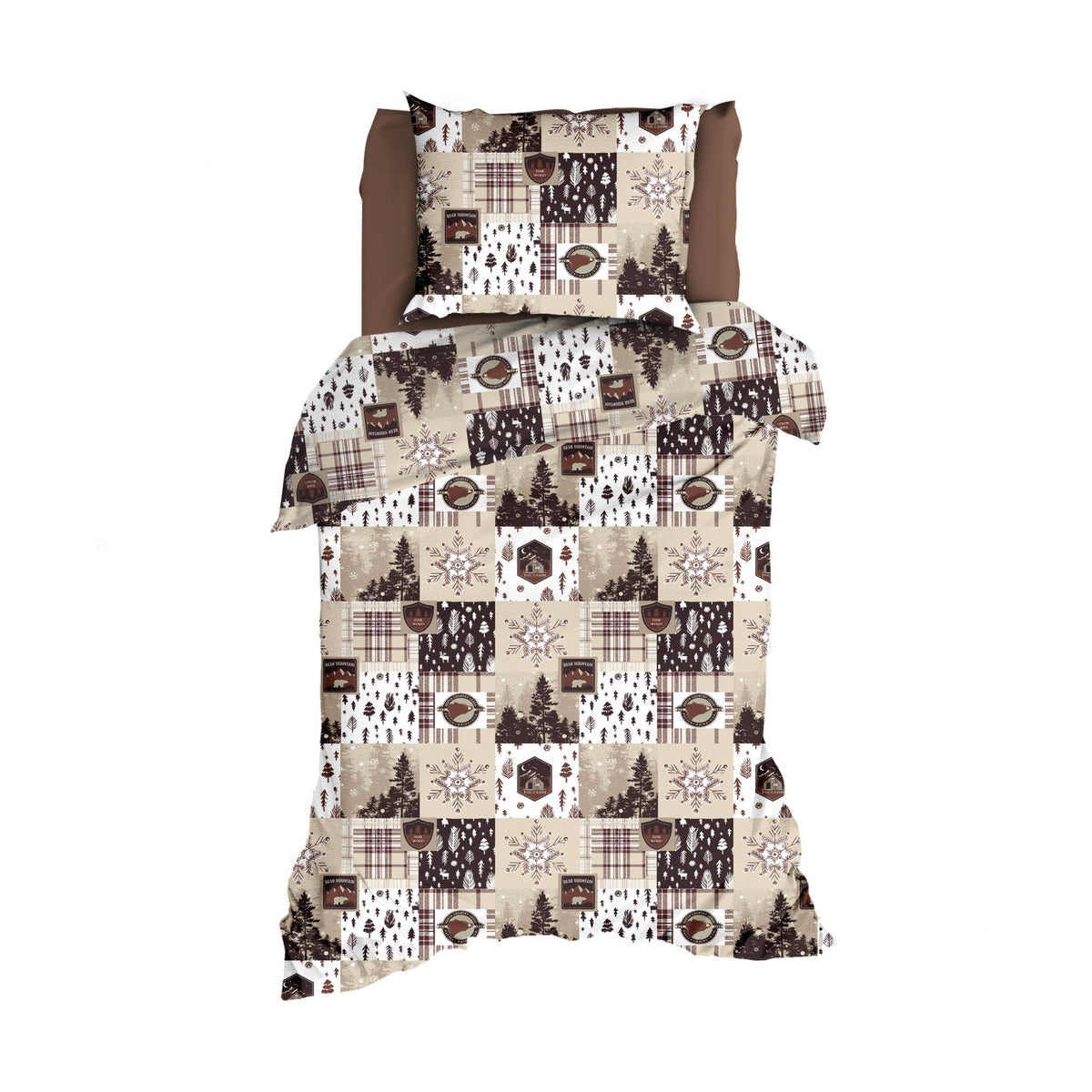 Romanette dekbedovertrek flanel Andes, Chocolate