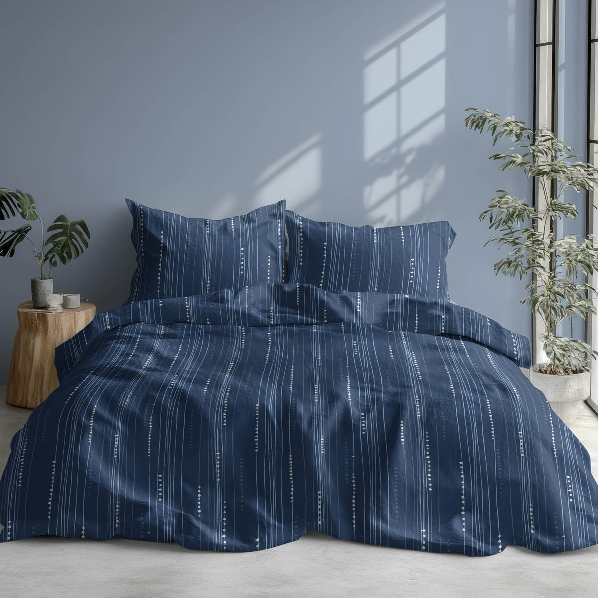 Romanette dekbedovertrek katoen Bondi, Denim Blue