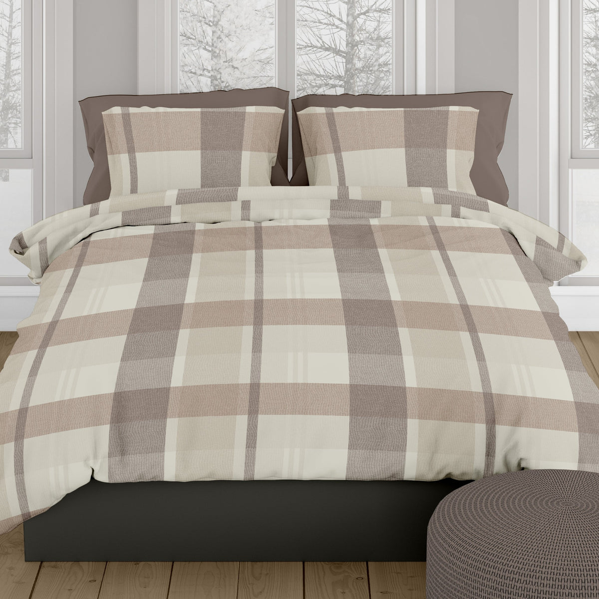 Romanette dekbedovertrek flanel Falcon taupe