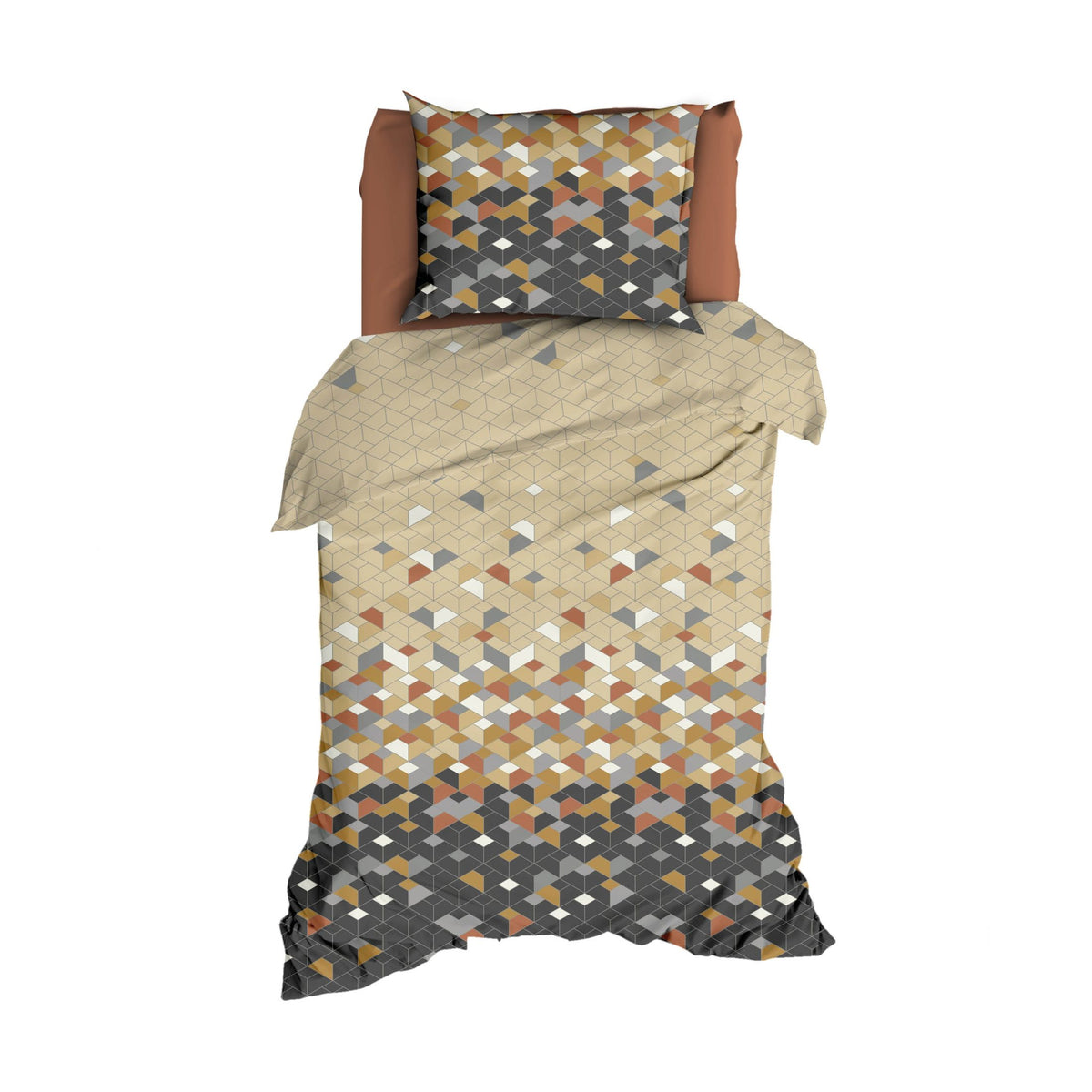 Satin d'Or dekbedovertrek satijn Scoop, Antra/Beige