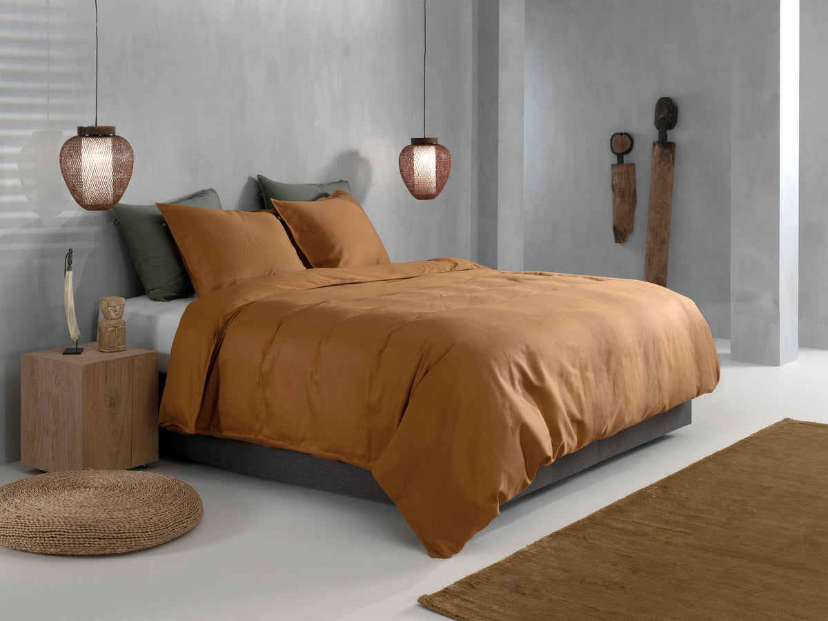 Zo Home dekbedovertrek satijn Satinado cognac Brown
